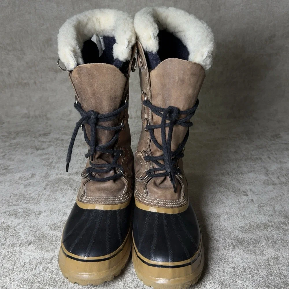 Sorel Men's Caribou Wool Insulated Leather Snow Winter Boots Size 9 Never Used